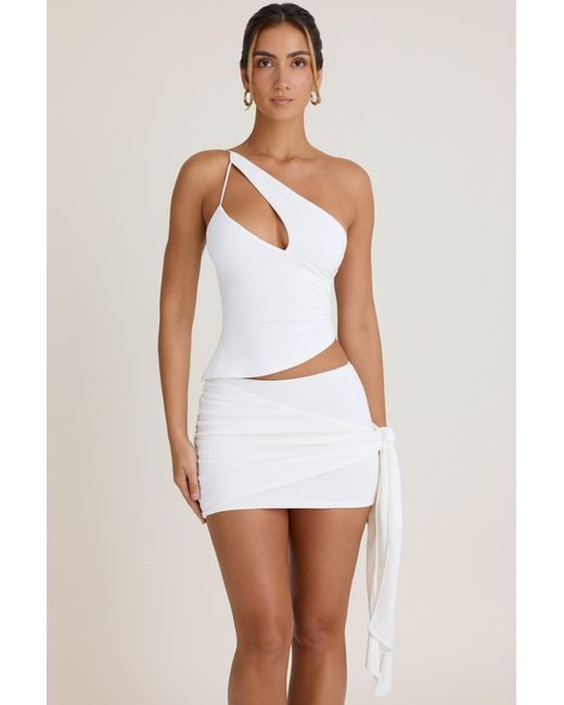 Oh Polly White Draped Mid-Rise Mini Skirt