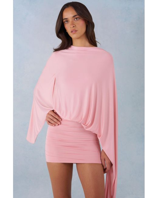Oh Polly Pink Draped Cape Mini Dress