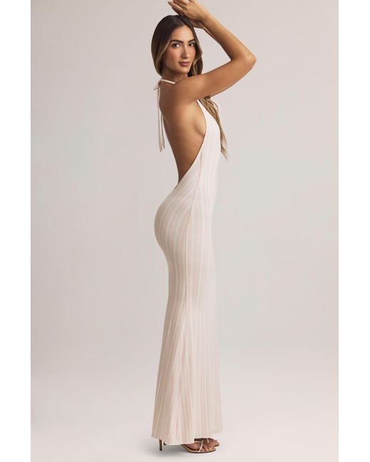 Oh Polly Multicolor Modal Halterneck Maxi Dress