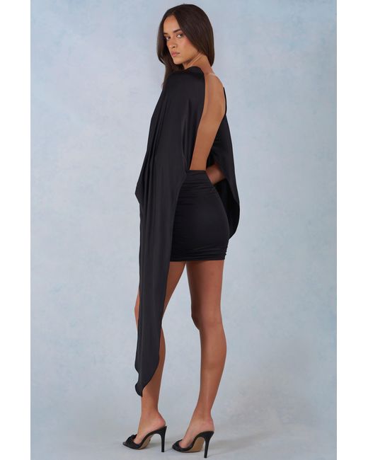 Oh Polly Black Draped Cape Mini Dress