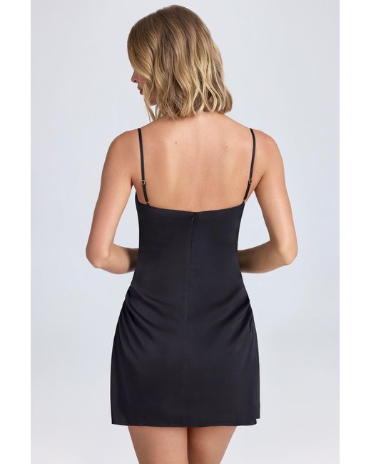 Oh Polly Black Draped A-Line Mini Dress