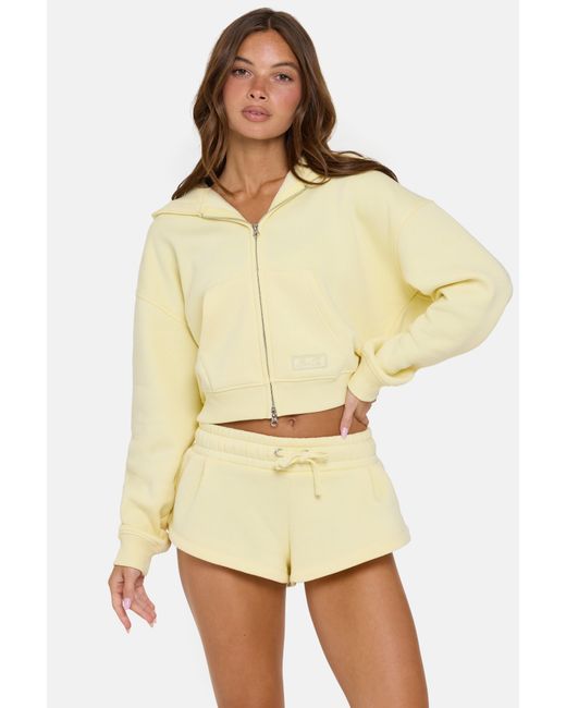 BO+TEE Yellow Oversized Zip-Up Hoodie