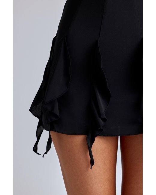 Oh Polly Black Ruffle A-Line Mini Dress