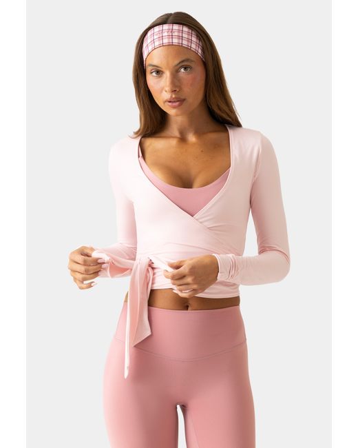 BO+TEE Pink Soft Jersey Wrap Top