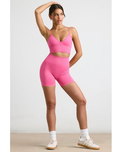 BO+TEE Pink Define Luxe High-Waist Mini Shorts