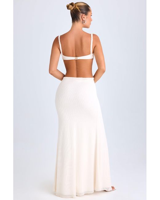 Oh Polly White Ruffle-Appliqué Cut-Out Maxi Dress