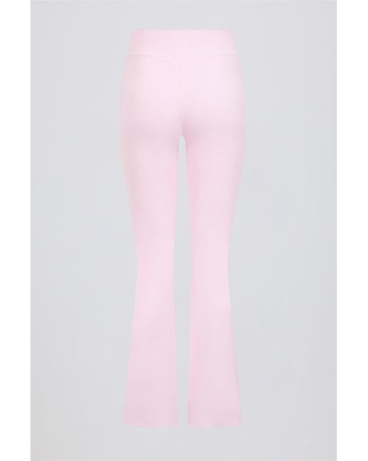 BO+TEE Pink Brushed Jersey Ruched Flared Trousers