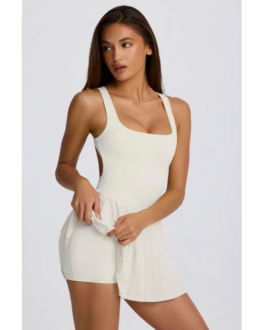 BO+TEE White Soft Active Open-Back Pleated Tennis Dress
