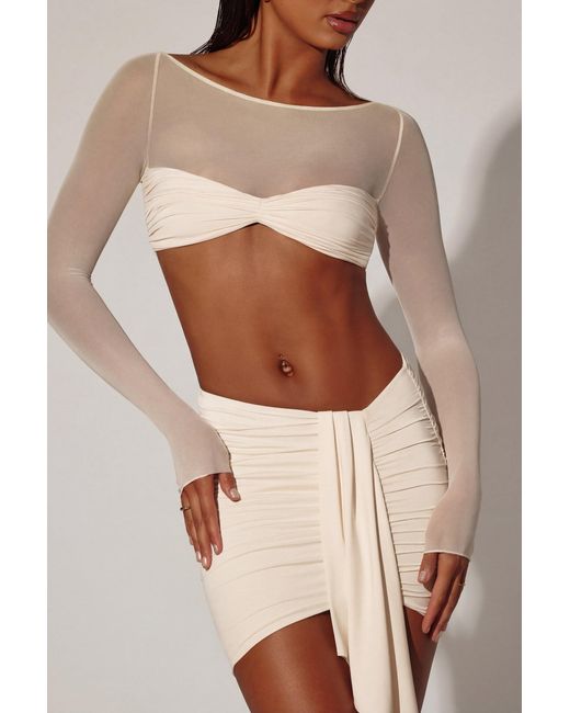 Oh Polly White Asymmetric Draped Mini Skirt