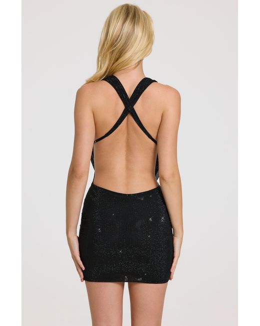 Oh Polly Black Embellished Mini Dress