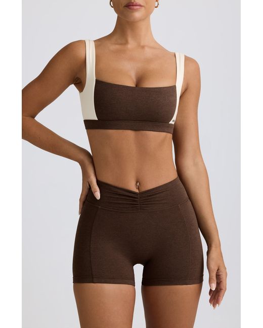 BO+TEE Brown Ruched Mini Shorts