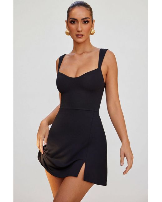 Oh Polly Black Sweetheart Neckline Mini Dress