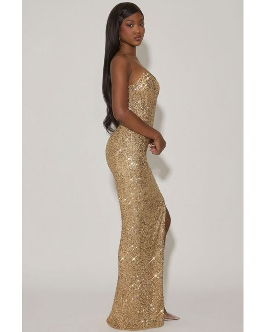 Oh Polly Metallic Embellished Corset Gown
