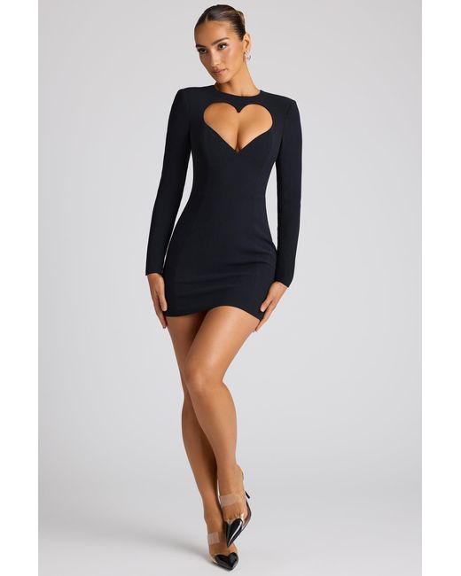 Oh Polly Black Heart Cut Out Long Sleeve Mini Dress