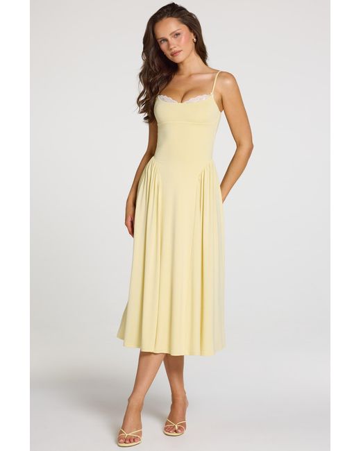 Oh Polly Yellow Modal Lace-Trim Midaxi Dress
