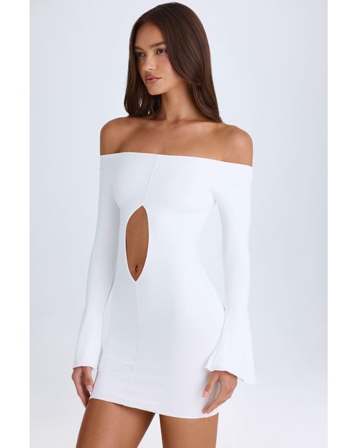 Oh Polly White Off-Shoulder Cut-Out Mini Dress