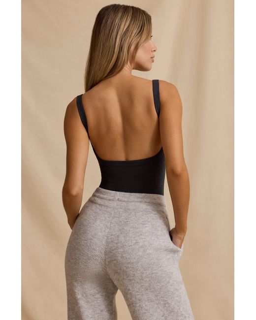 BO+TEE Black Ribbed Modal Low-Back Bodysuit