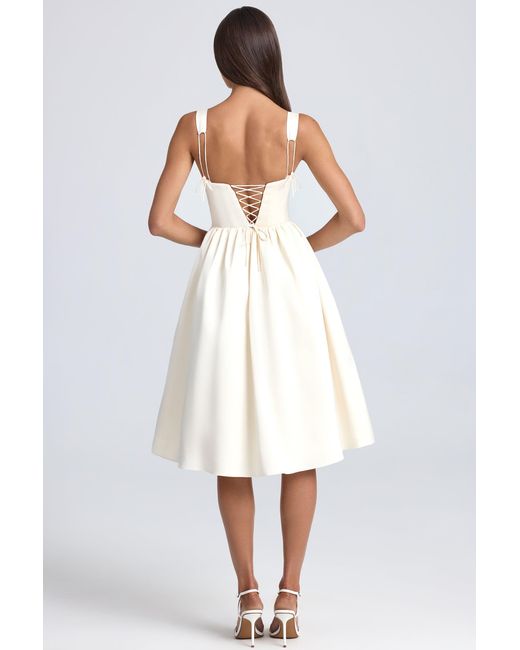 Oh Polly White Draped Corset Midaxi Dress