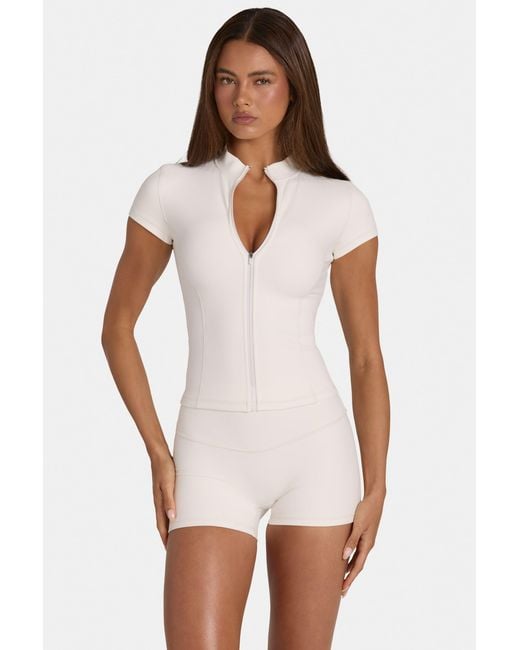 BO+TEE White Soft Active Zip-Up Top