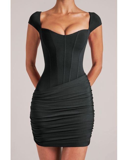 Oh Polly Black Sweetheart Neckline Mini Dress
