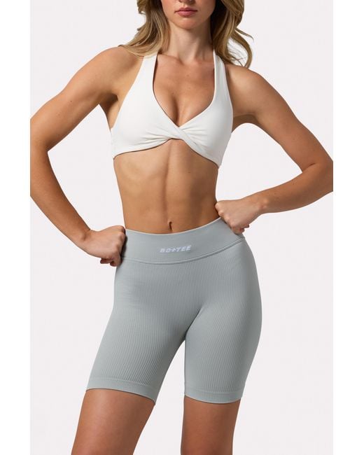 BO+TEE Gray Flexirib Biker Shorts
