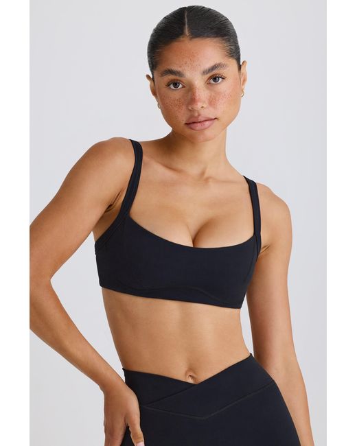 BO+TEE Black Soft Active Contrast-Trim Sports Bra