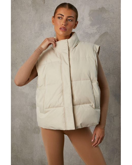 BO+TEE Natural Cropped Puffer Jacket With Detachable Sleeves