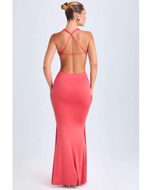Oh Polly Orange Hardware Detail Cut-Out Halterneck Maxi Dress