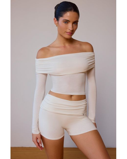 BO+TEE White Fold-Over Mini Shorts