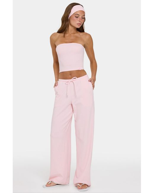 BO+TEE Pink Ribbed Jersey Low-Rise Trousers