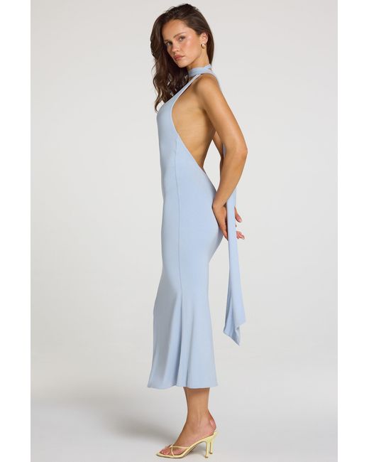 Oh Polly Blue Modal Halterneck Midaxi Dress