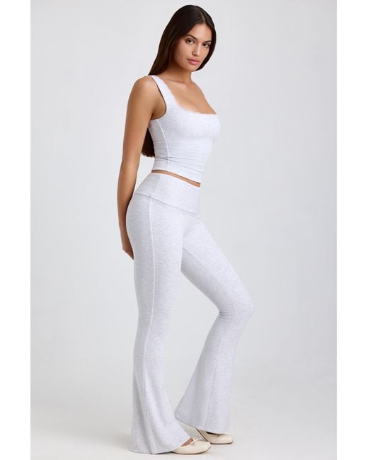 Oh Polly Gray Ribbed Modal Lace-Trim Tank Top