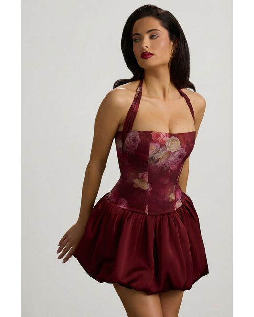 Oh Polly Multicolor Halterneck Lace-Up Bubble Hem Mini Dress