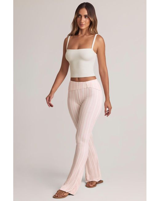 Oh Polly Multicolor Modal Foldover Mid-Rise Flared Trousers