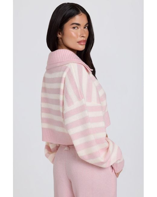 BO+TEE Pink Soft Knit Layered Collar Cropped Jumper
