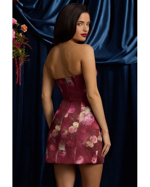Oh Polly Multicolor Strapless Structured Tulip Mini Dress