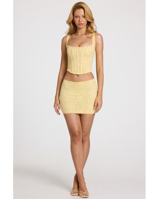Oh Polly Yellow Lace Mini Skirt