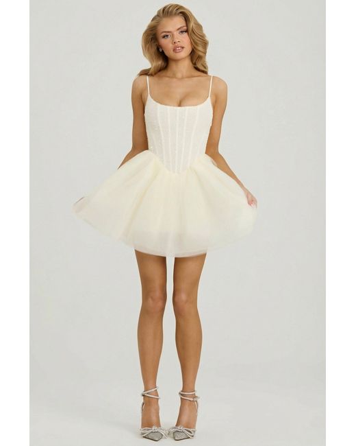 Oh Polly White Embellished Corset Tulle Skirt Mini Dress