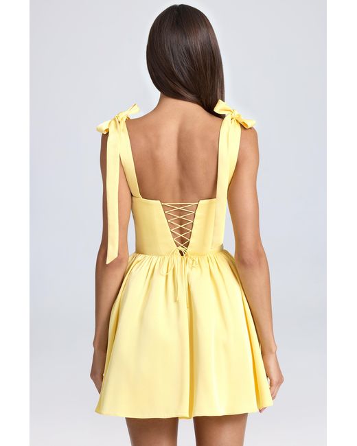 Oh Polly Yellow Draped Corset Mini Dress