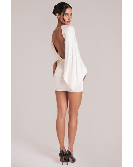 Oh Polly White Draped Cape Mini Dress