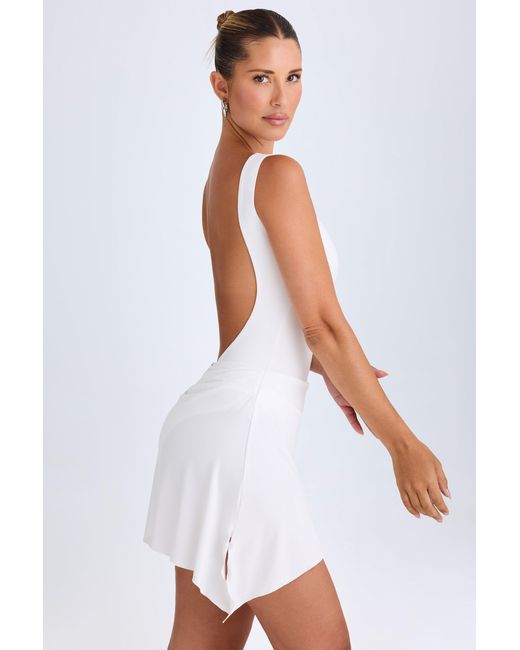 Oh Polly White Draped Open-Back Mini Dress