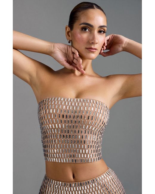 Oh Polly Natural Embellished Bandeau Top