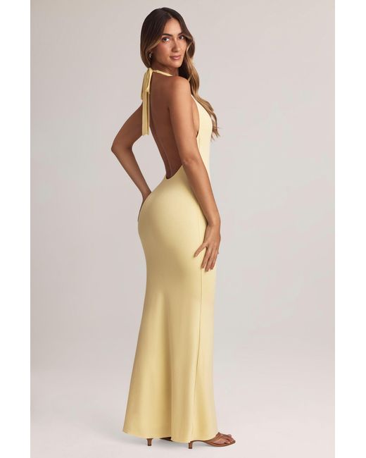 Oh Polly Natural Modal Halterneck Maxi Dress