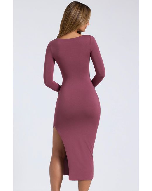 Oh Polly Purple Modal Square-Neck Midaxi Dress