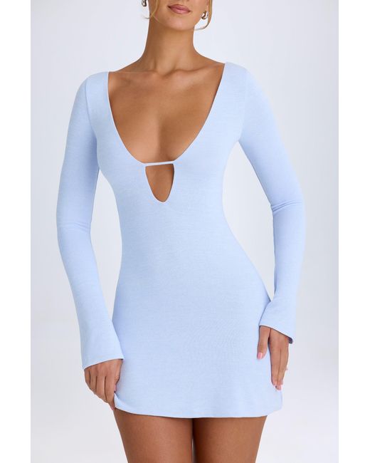 Oh Polly Blue Cut-Out Long-Sleeve Mini Dress