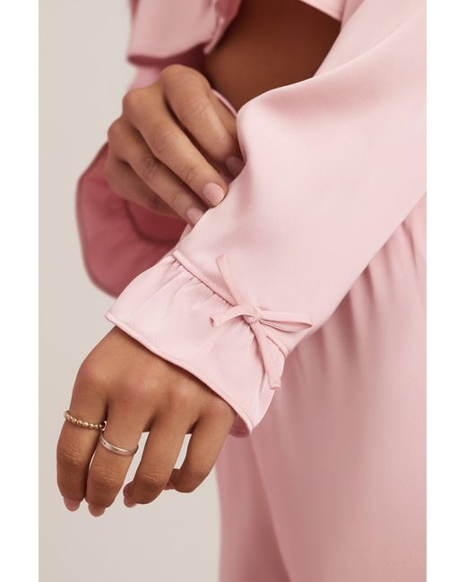 Oh Polly Pink Ruffle-Trim Cropped Pyjama Top