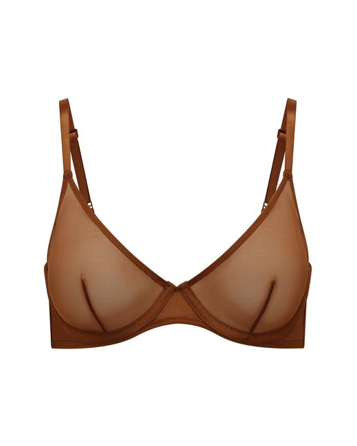 Oh Polly Brown Soft Mesh Single Layer Underwired Bra