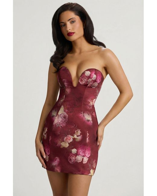 Oh Polly Multicolor Strapless Structured Tulip Mini Dress