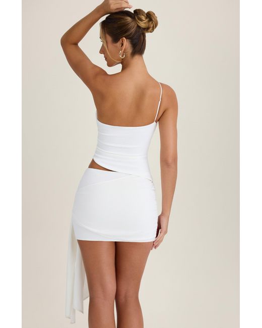 Oh Polly White Draped Mid-Rise Mini Skirt