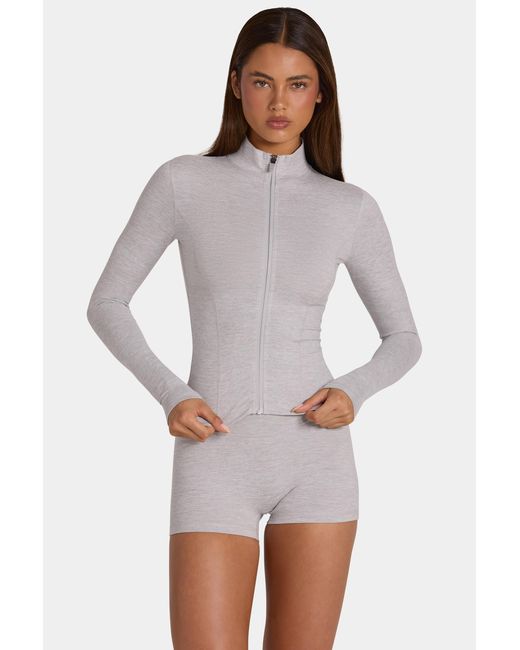 BO+TEE Gray Soft Active Zip-Up Jacket